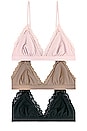 view 1 of 6 Abigail Bralette 3 Pack in Black, Peony, Roebuck in Black Peony Roebuck