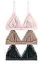 view 2 of 6 Abigail Bralette 3 Pack in Black, Peony, Roebuck in Black Peony Roebuck