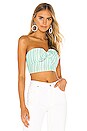 view 1 of 4 Marisol Crop Top in Green & White