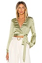 view 1 of 4 Avery Wrap Top in Sage Green