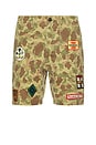 view 1 of 6 Bermuda Fatigue Shorts in Herringbone Double Camouflage