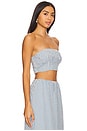 view 2 of 5 Mira Strapless Crop Top in Blue & Cream Gingham
