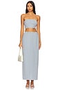 view 4 of 5 Mira Strapless Crop Top in Blue & Cream Gingham