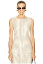 view 1 of 5 Emma Vest in Cream Pinstripe