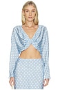 view 1 of 4 TOP MANGA LARGA TILLIE in Blue Polka Dot
