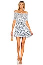 view 1 of 3 Soledad Off Shoulder Mini Dress in White & Blue Foulard