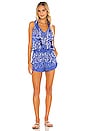 view 1 of 4 Bonnie Ruffled Romper in Blue Pineapple Batik Rambo
