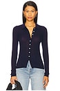 view 1 of 4 Korey Fitted Rib Cardigan in Navy