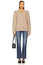 view 4 of 4 Talia Chunky V-Neck Long Sleeve Sweater in Taupe