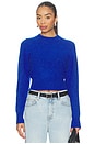 view 1 of 4 Sara Shrunken Crewneck Sweater in Azure