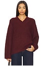 view 1 of 4 Talia Chunky V-Neck Long Sleeve Sweater in Claret