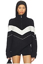 view 1 of 4 Arden Chevron Color Block Sweater in Black & Vanilla Ice