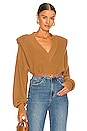 view 1 of 4 Camille V-Neck Shoulder Pad Sweater in Nutmeg