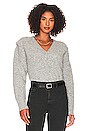 view 1 of 4 Camille V Neck Shoulder Pad Sweater in Heather Grey