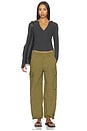 view 6 of 6 Petra Drawstring Harem Cargo Pant in Deep Moss