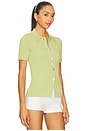 view 2 of 4 Dominique Ribbed Short Sleeve Cardigan in Soft Lime
