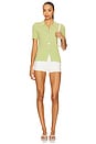 view 4 of 4 Dominique Ribbed Short Sleeve Cardigan in Soft Lime