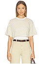 view 1 of 5 Camryn Boxy Tee Overlay Top in Tannin Ecru Stripe