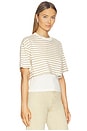 view 2 of 5 Camryn Boxy Tee Overlay Top in Tannin Ecru Stripe
