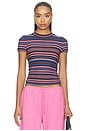 view 1 of 5 Selene Short Sleeve Sweater Tee in Egyptian Blue Multi Stripe