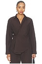 view 1 of 6 Mila Long Sleeve Button Down Wrap Top in Hot Toddy