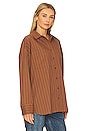 view 2 of 4 Rena Button Down Tunic in Chestnut Noir Stripe