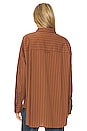 view 3 of 4 Rena Button Down Tunic in Chestnut Noir Stripe