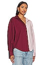 view 3 of 5 Sloane Oversized Button Down Shirt in Bordeaux Pink Split