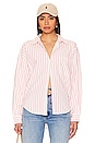 view 1 of 5 Sloane Oversized Button Down Shirt in Rose Multi Stripe