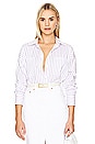 view 1 of 5 Rena Button Up Top in Violette Stripe