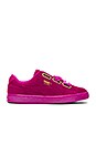 view 1 of 6 Suede Heart Satin Sneaker in Ultra Magenta