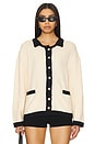 view 1 of 4 Contrast Collar Knitted Cardigan in Cream