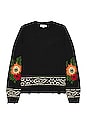 view 1 of 3 Knitted Floral Paisley Sweater in Black