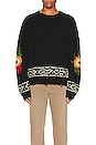 view 3 of 3 Knitted Floral Paisley Sweater in Black