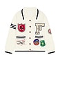 view 1 of 5 Found York Varsity Patch Collared Cardigan in Off White
