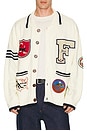view 4 of 5 Found York Varsity Patch Collared Cardigan in Off White