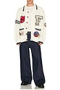 view 5 of 5 Found York Varsity Patch Collared Cardigan in Off White