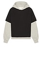 view 4 of 4 Found Double Layer Hoodie in Vintage Black & Heather Gray