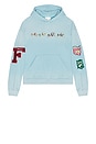 view 4 of 4 Horse Line Embroidered Hoodie in Faded Ocean Blue