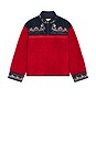 view 1 of 4 Pahari Floral Embroidered Sherpa Jacket in Red & Navy