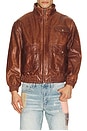 view 1 of 4 Redwood Leather Bomber Jacket in Burgundy