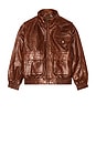 view 5 of 4 Redwood Leather Bomber Jacket in Burgundy