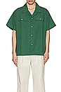 view 3 of 3 Textured Linen Short Sleeve Camp Shirt in Forest