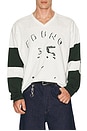 view 3 of 4 Found Distressed Long Sleeve Team Jersey in Vintage White & Green