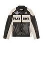 view 1 of 4 Anderson Leather Jacket in Black & Cream