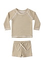 view 1 of 7 Finn Swim Rashguard & Short Set in Honey Stripe Small