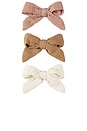 view 1 of 1 Kids Bow W. Clip 3 Pack in Rose, Golden, & Natural
