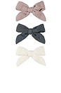 view 1 of 1 Kids Bow W. Clip Set Of 3 in Mauve, Indigo, & Ivory