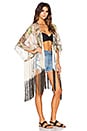 view 2 of 3 Ibiza Metallic Lace Fringe Kaftan in Black & Gold Multi