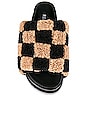 view 4 of 5 Fuzzy Checker Stack Sandal in Black & Beige